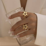 NEW FASHION FIVE POINTED STAR OPEN ALLOY RING_CWMM3238