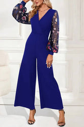 Cwsbsl0161_Drape Knitted Patchwork Embroidered Jumpsuit
