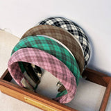 Vintage Plaid French Wide Brim Headband