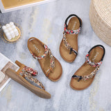 BOHEMIAN HAND WOVEN RIBBON RHINESTONE SANDALS_CWSHS0513
