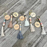 ROUND WOODEN BEADED TASSEL KEYCHAIN_CWMM1560