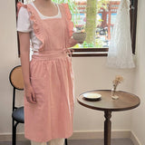 SOLID COLOR COTTON PASTORAL FLORAL SMOCK APRON_CWMM5829