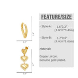 GOLD PLATED HEART SHAPED PENDANT EARRINGS_CWAJE0992