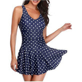 Womens Printed Suspender Skirt One-Piece Swimsuit