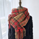 PLAID TASSEL SCARF WRAP FOR STUDENTS COUPLES_CWASC1461