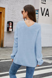 V-Neck Casual Pullover Loose Solid Color Knit Sweater