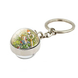 EASTER RABBIT CRYSTAL GLASS BALL PENDANT KEYCHAIN_CWMM0497