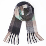 CHUNKY PLAID MOHAIR LOOK SCARF WITH FRINGES_CWASC0119