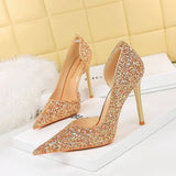 POINTED TOE HOLLOW SPARKLING SEQUIN HIGH HEELS_CWSHH0069