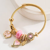 Trendy Elephant Charm Steel Couple Bracelet_Cwmm8598