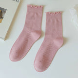 RUFFLE SOLID CREW SOCKS FOR WOMENS_CWMS0286