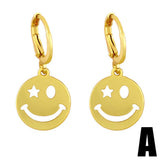 GOLD PLATED SMILEY EXPRESSION PENDANT EARRINGS_CWAJE0994