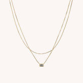 SIMPLE DOUBLE LAYER CUBE ZIRCON NECKLACE_CWMM5665