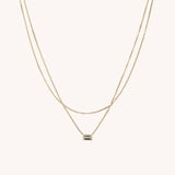 SIMPLE DOUBLE LAYER CUBE ZIRCON NECKLACE_CWMM5665
