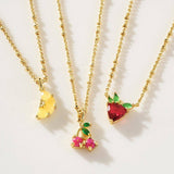 SIMPLE FRUIT ZIRCON CLAVICLE NECKLACE_CWMM5308