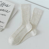 NEW SOLID COLOR CASUAL DOT YARN MIDDLE TUBE SOCKS_CWMS1358