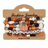 Halloween Pumpkin Ghost Beaded Bracelet_Cwaje05718