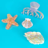 OCEAN BEACH FISH SEASHELL ACRYLIC HAIR CLAW CLIPS _CWAHA0552
