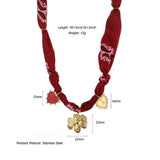 OCEAN STYLE SILK SCARF NECKLACE WITH CHARMS_CWMM8800