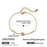 18K GOLD PINK ZIRCON ROUND BRACELET NO FADE_CWAJE4713