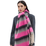 CHUNKY FRINGE STRIPE SCARF WINTER YARN WRAP_CWASC0877