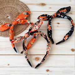 Halloween Skull Bunny Ear Headband Print_Cwaha07597
