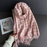 Vintage Plaid Winter Cashmere Feel Tassel Scarf_Cwasc03259