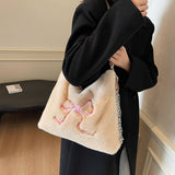 Winter Leisure Bow Large Capacity Backpack Plushbag_Cwab4002