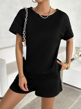 Solid Color Knit Top And Shorts Two-Piece Set