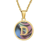 CIRCULAR SHELL ENGLISH LETTER PENDANT NECKLACE_CWAJE0675