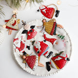 RUSTIC IRON ANGEL SANTA SNOWMAN TREE HANGING_CWMM9765