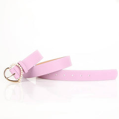 Elegant Heart-Shaped Pearl Needle-Buckle Belt