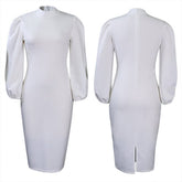 SOLID COLOR TEMPERAMENT FASHION PLUS SIZE DRESS_CWDMD3707