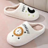 CARTOON MOON AND CLOCK PATTERN INDOOR SLIPPERS_CWSHS0255