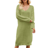 Solid Color Loose Long Slouchy Knit Bottom Pullover Dress
