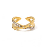 18K GOLD PLATED OPEN RING WITH DIAMOND_CWAJE1233