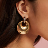 Two-Tone Gold Silver Irregular Steel Earrings_Cwmm8893