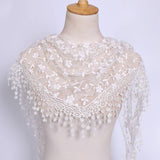 SPRING AND AUTUMN FLORAL HOLLOW LACE TRIANGLE VEIL_CWMM1984