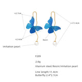 BLUE BUTTERFLY TITANIUM STEEL NECKLACE EARRINGS_CWAJE1085