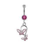 DOUBLE BUTTERFLY COPPER ZIRCON BELLY BUTTON RING_CWMM9463