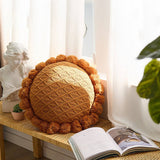SOLID COLOR ROUND WOOL BALL KNITTED THROW PILLOW_CWMM2365