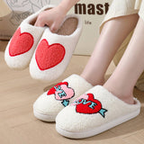 Valentines Day Smiley Love Cotton Slippers