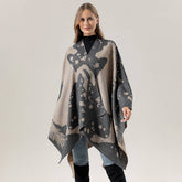 HORSE PATTERN SHAWL VERSATILE JACQUARD SLIT CAPE_CWASC2255