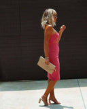 Strapless Striped Knit Slim-Fit Hip Wrap Dress