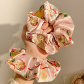 SATIN HEAVY EMBROIDERY LARGE INTESTINE HAIR TIE_CWAHA3674