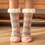 Warm Christmas Plaid Plush Indoor Slippers_Cwms0719