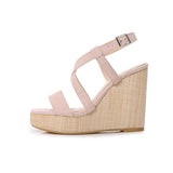 SOLID COLOR SQUARE TOE CROSS STRAP HIGH HEELS_CWSHS0645