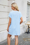 Solid Color Crew Neck Short Sleeve Pocket Dress