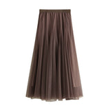 HIGH WAIST TULLE A LINE PLEATED MIDI SKIRT_CWBMS0378