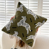 Tiger Zebra Embroidered Sofa Bed Pillow Cover_Cwmm7713